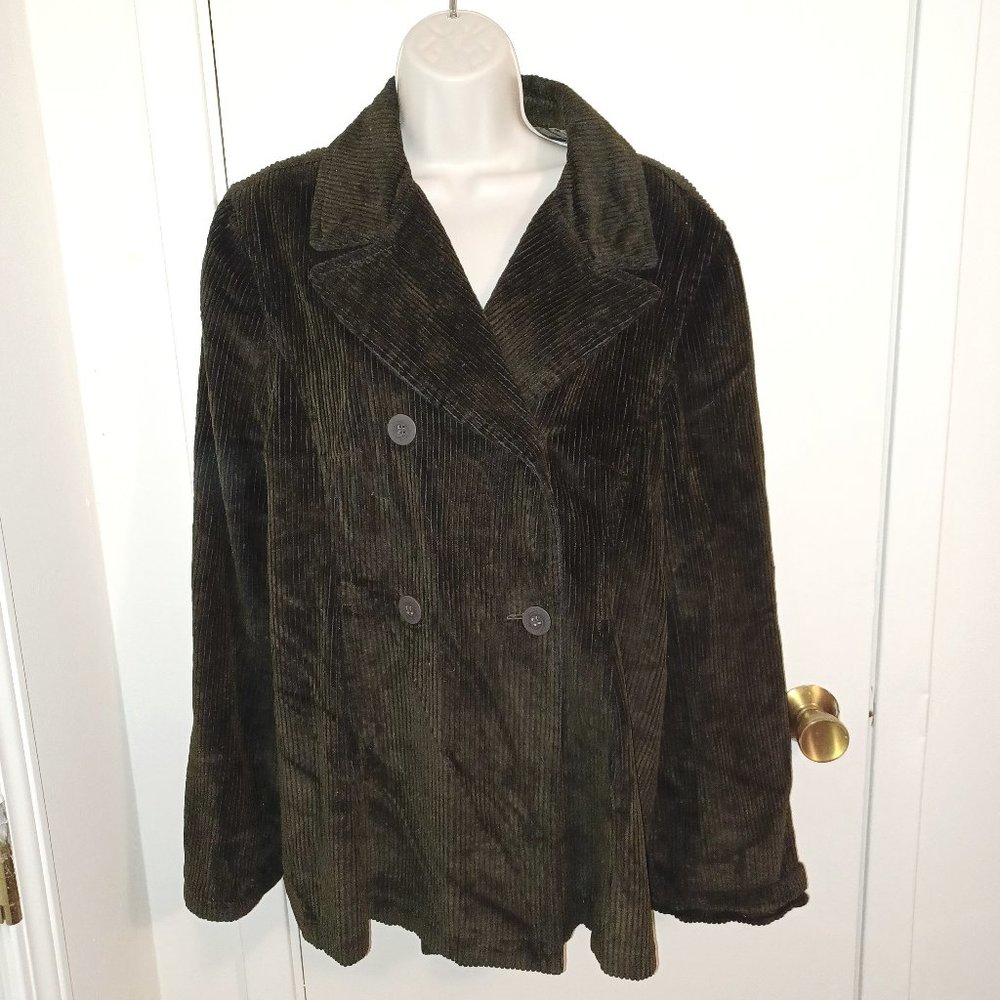 Express Double Breasted Corduroy Chocolate Brown Soft Power Jacket Blazer Coat L